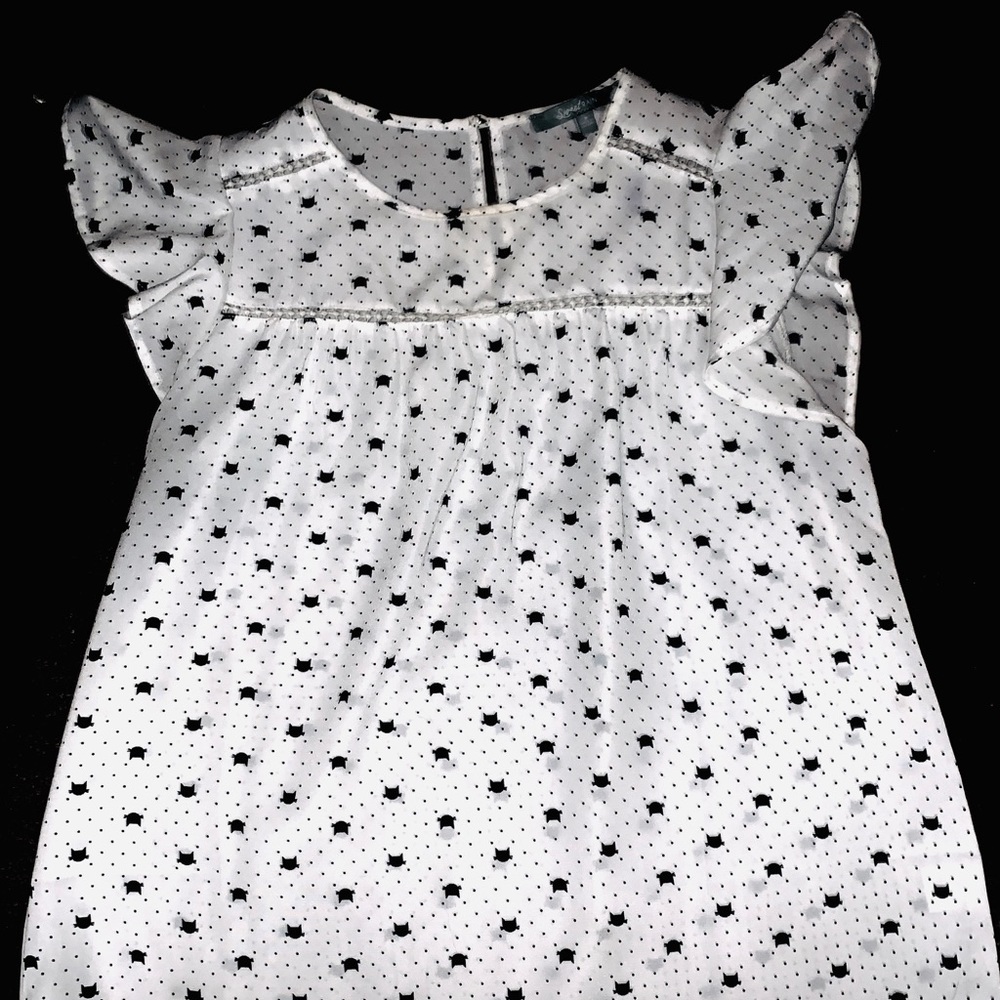 Cute Cat print Fluttery shoulder blouse